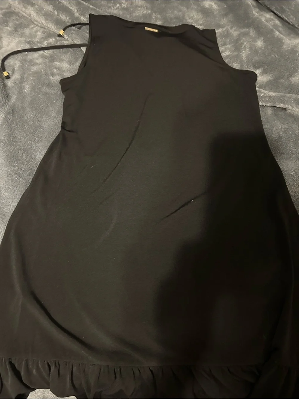 Michael Kors Sleeveless Black Ruffle Hem Dress size M NWT